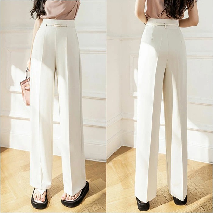 骨格ウェーブベルト付きワイドパンツスーツ